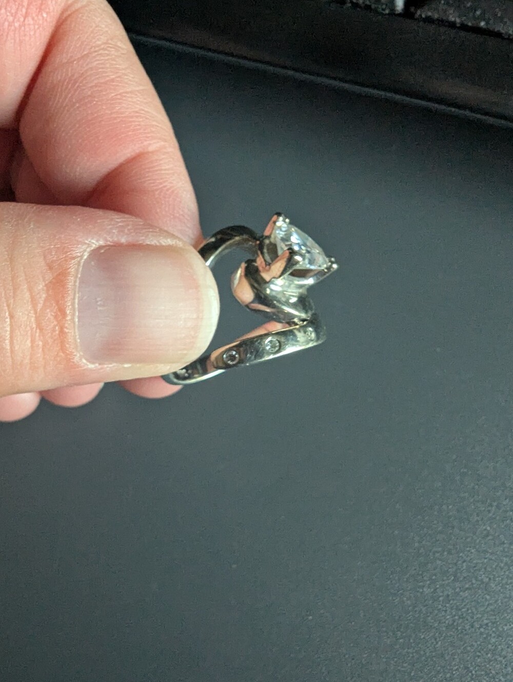 Custom Trillion Cut Wedding Ring - Picture 2 of 6